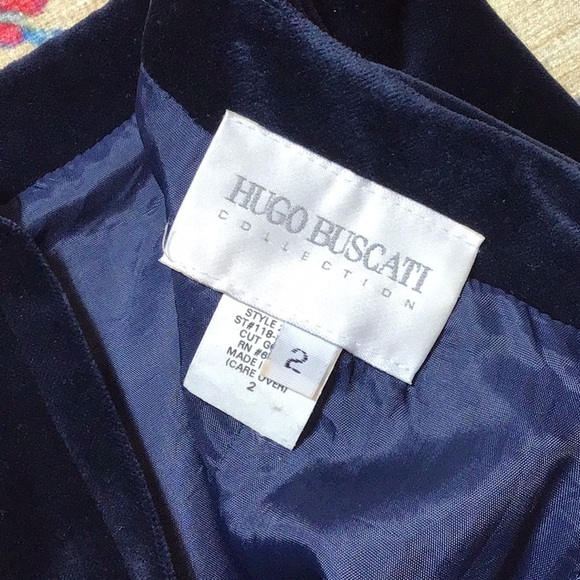 ๐VTG HUGO BUSCATI Midnight Blue Cotton Velvet Lined Back Zip - Picture 2 of 11